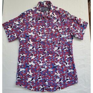 Topman Shirt‎ Cranes All Over Graphic Colorful Button Up Shirt Men's Small